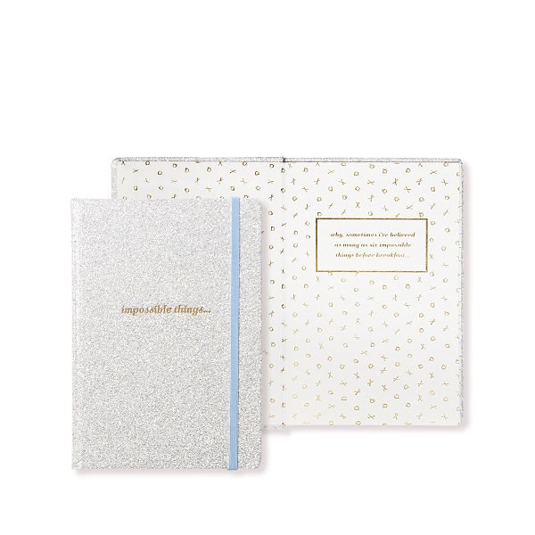 Alice Pleasance A6 Notebook Glitter White Impossible Things
