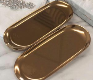 The Luxxco Gold Metal Trinket Tray