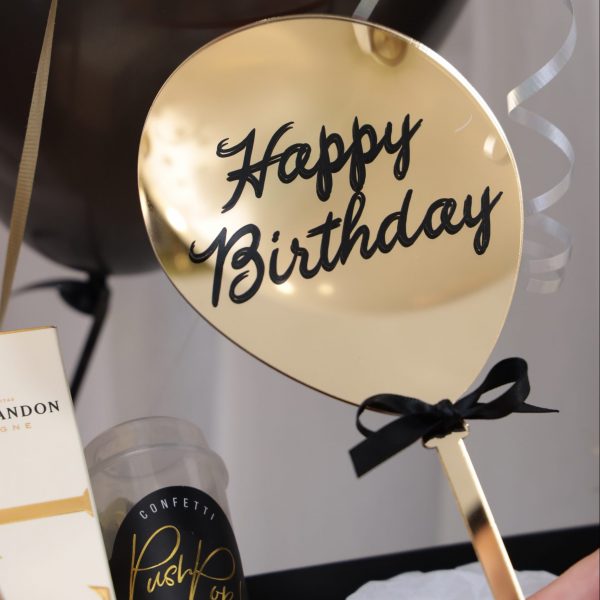 Gold Mirror Acrylic Balloon Cake Topper / Photo Prop